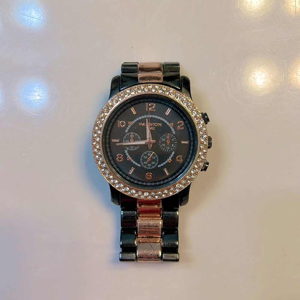 Passion Time Gunmetal and Rose Gold Watch - Water Resistant